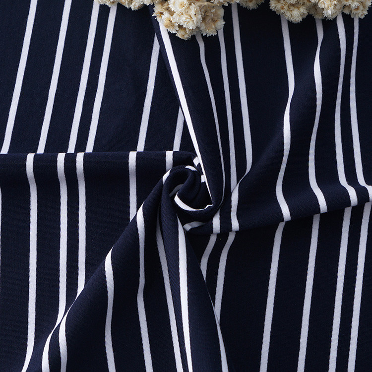Soft And Simple And Fashionable High Quality Striped Cotton Fabric For T- Shirt
