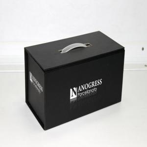 luxury gift box with handle custom hinged paper box with plastic handle