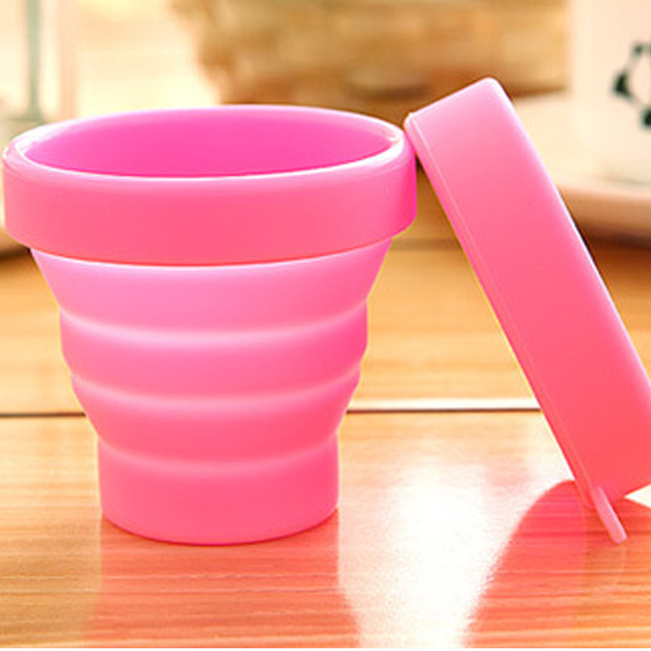 Candy Color 170ml Silicone Travel Mug Rose Silicone Collapsible Travel Cup