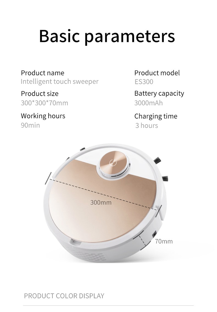 EMC 1600pa Smart Sweeping Robot Intelligent Vacuum Cleaner White