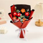 Handmade Yarn Flower Bouquet Crochet Knitted Floral Gift Faux Blooms Handheld