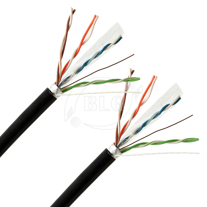 Copper Black Cat5e Lan Cable , 1000 Feet FTP Ethernet Cable Al - Foil Shielded