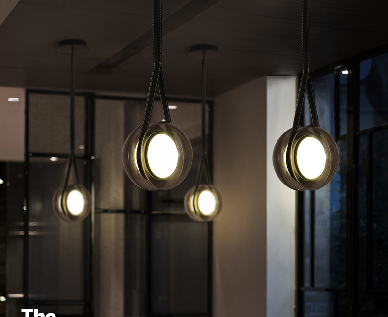 Nordic Modern Pendant Lights Glass Leather Belt Yo-yo Hanging Lamp(WH-GP-168)