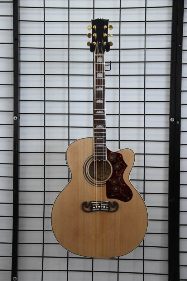 Free shipping China handmade J2002 nature cut away electric acoustic guitar