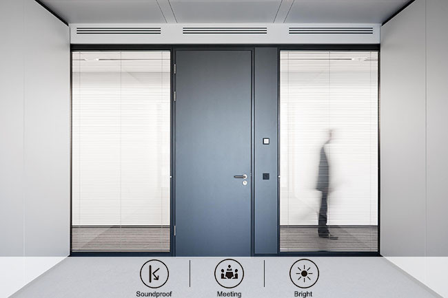 Commercial Aluminum Glass Office Partitions Acoustic Double Partition Door Panel