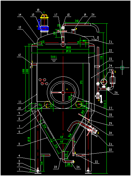 Conical Beer Fermentation Tank With Cooling Jacket Thermal Insulation Material