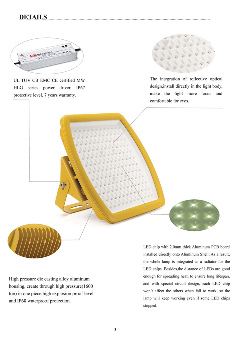 305V 100w Led Explosion Proof Light Aluminum Paint Booth Lighting Design