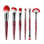 Plastic Handle Vegan Powder Fan Brush , Transparent Glitter Luxury Makeup Brush