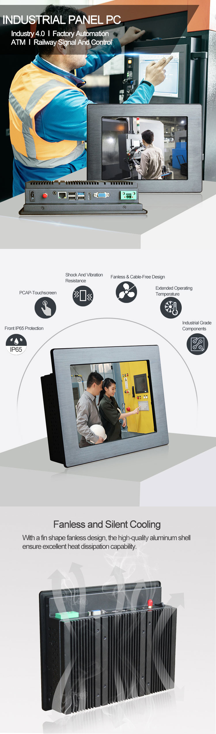 I5-6200U DC 12V-19V Industrial Touch Screen Computer For Vehicle Resistive Touch