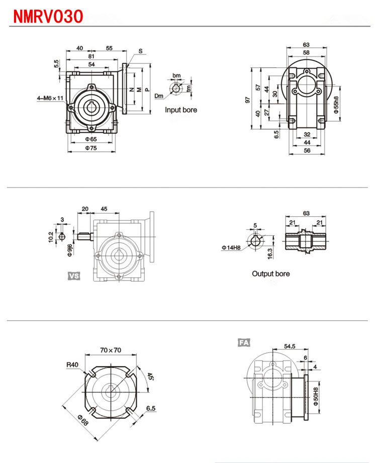 Nrv30 Aluminum Worm Gear Reducer With High Heat Dissipation Efficiency
