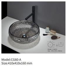 China Modern Crystal Glass Wash Basin Bowl Round Polished For Bathroom wholesale