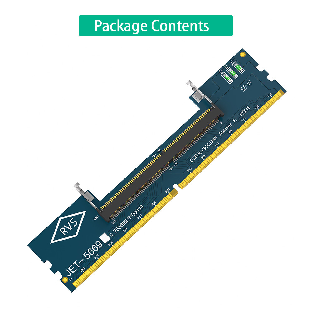 Laptop DDR5 RAM to SO DDR5 U-DIMM Desktop Adapter Card, Memory Tester SO DDR5 to DDR5 U-DIMM Converter