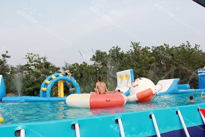 Large Size Commercial Inflatable Water Park / Obstacle Course For Amusement Park