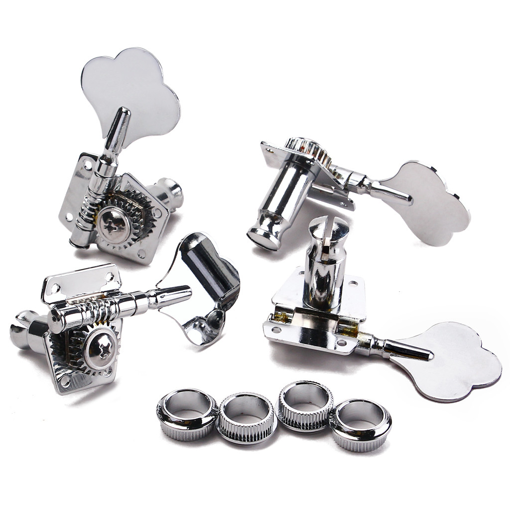Set Of 4 Pcs Silver Open Gear Acoustic Guitar Tuning Pegs Replacement
