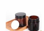 Round Cosmetic Container Refillable Empty Mini Eye Cream Face Cream Amber Glass