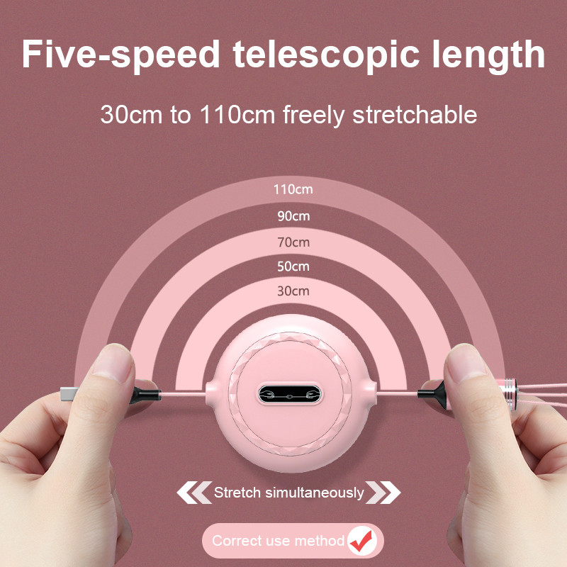 Retractable USB 2.0 Charging Cable For Android Iphone Type C Mobile Phone