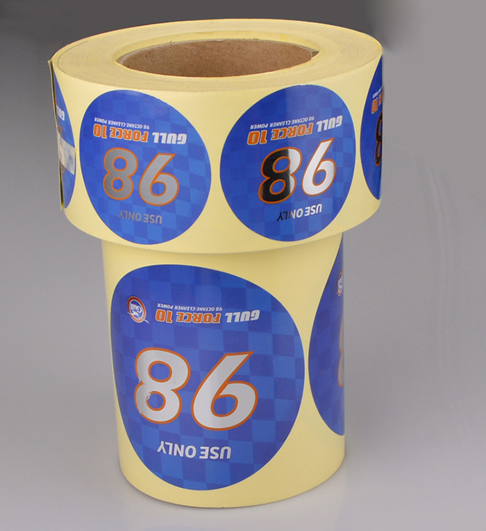 Printing manufacturer supplying custom logo silver PET PE vinyl round label rolls
