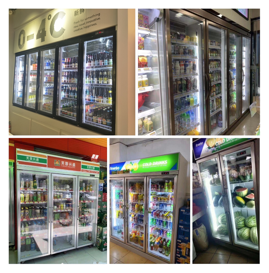 4 Door Upright Commercial Beverage Refrigerator 2000L For Drinks