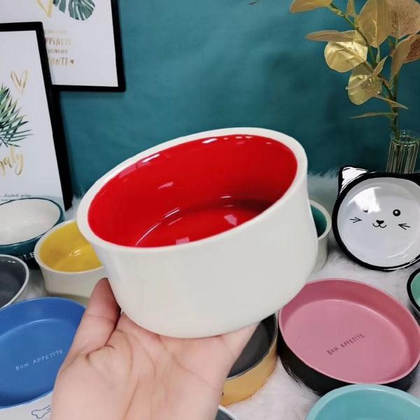 Cute Printing Dog Ceramic Feeder Pet Cat Feeding Bowls