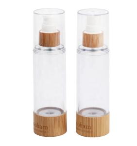 China Plastic Luxury Pump Bamboo Lotion Cosmetics Packaging Airless Bottle wholesale
