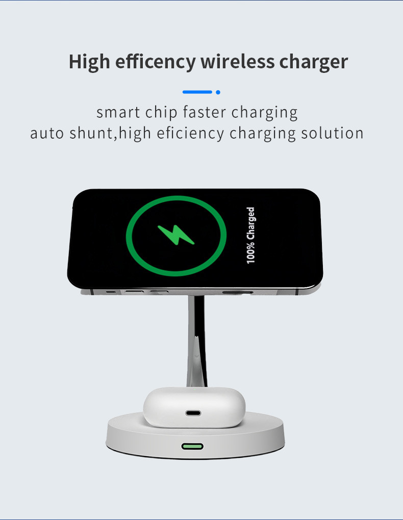 Multifunctional TYPE C Wireless Charger White/Black 15W CE/FCC/RoHS Universal PD/QC Input