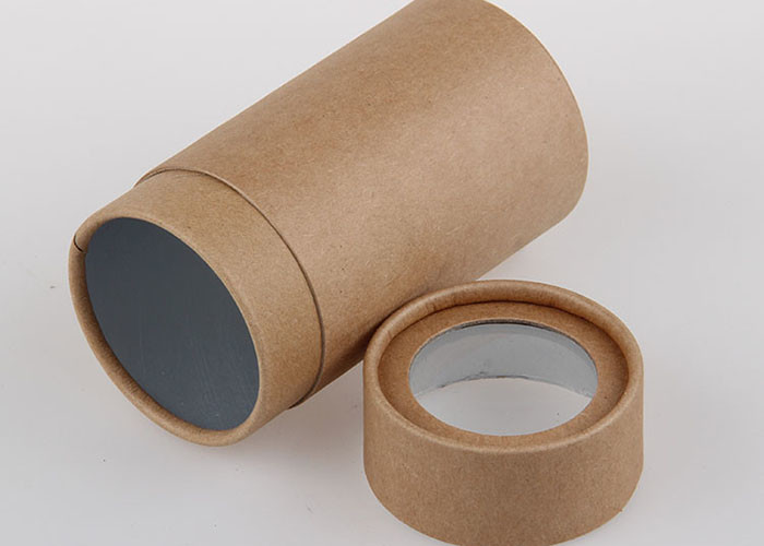 SGS Cylinder Paper Composite Cans Packaging With Plastic Window In The Cover