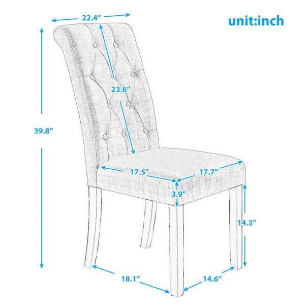 27.56lbs 39.17" H Beigh Fabric Dining Chair Sets Of 2 With Copper Nails