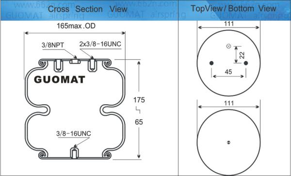 American Trucks Industrial Air Spring 2B22R Parts GUOMAT NO. 2B5208 Bellows NO.