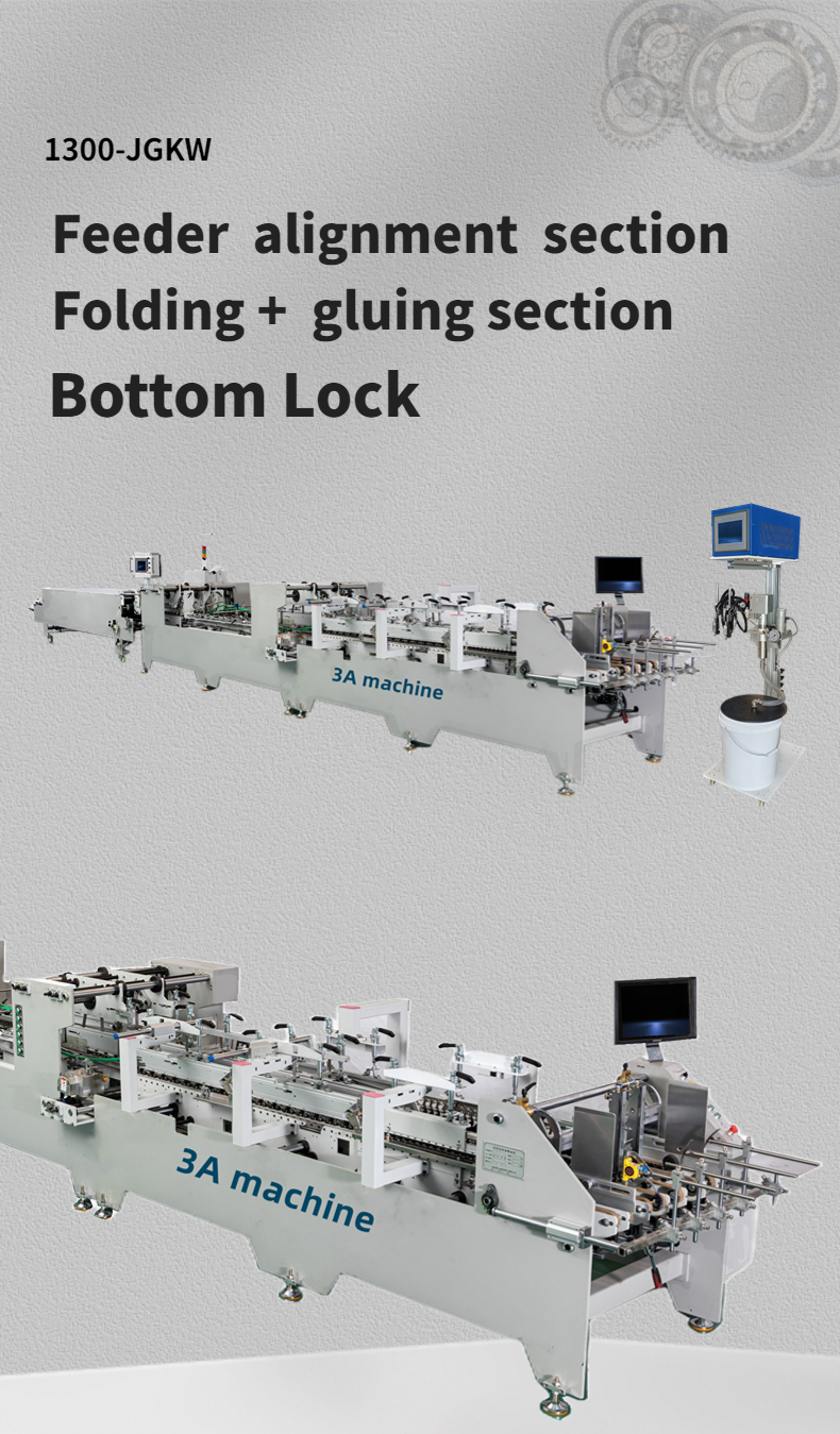 380V Corrugated Box Dual- Lock Bottom Paper Box Folder Gluer Machine for and 2-3 Layers