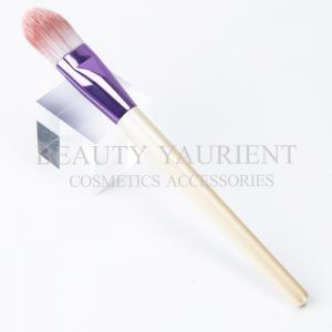 China 3tone PBT Hair Cosmetic Foundation Brush Pearl White Wooden Handle wholesale
