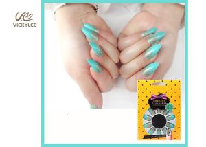 China Green Stiletto Ombre Glitter DIY Fake Nails Handmade Crystal Stone wholesale