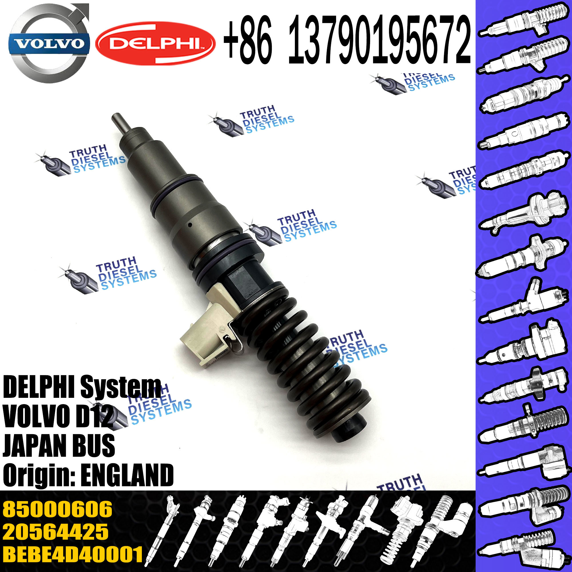 Diesel Fuel Injector 20564425 BEBE4D10001 BEBE4D29001 BEBE4D40001 85000606 for VOL D12 3989 EURO 4