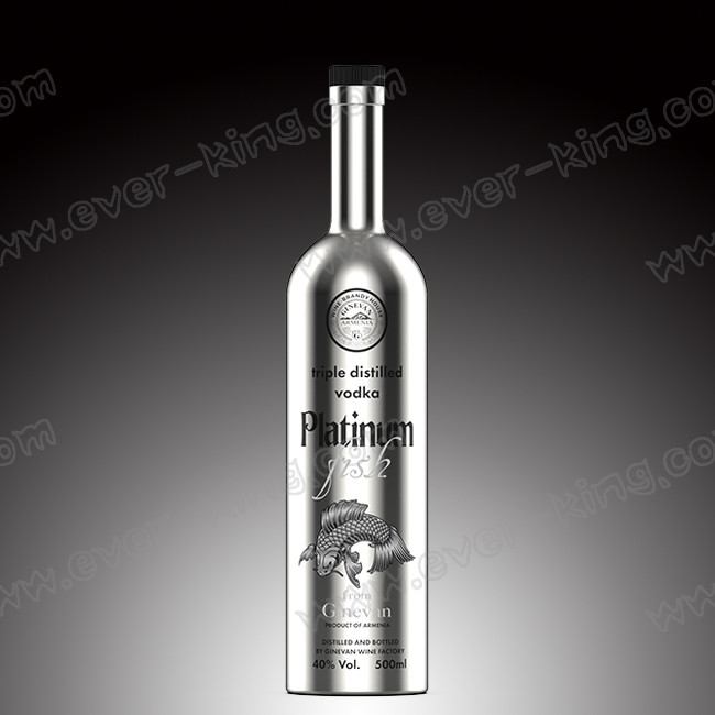 Round Vodka Electroplated Glass Crystal Bottle 500ml With Stopper