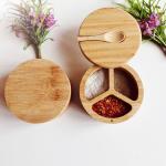 Spice And Seasonings Bamboo Kitchen Utensils Salt Box With Spoon