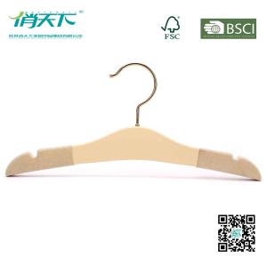 China Betterall Superior Khaki Wooden Kids Hanger with Non-slip Shoulder wholesale