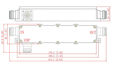 340/380-2700MHz 4.3-10 Female Directional Coupler