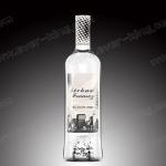 Empty Customized Logo Round Tequila Glass Bottle Frosted 700ml