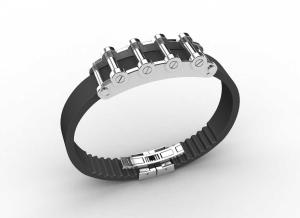 China Top Quality Europe Fashion Stainless Steel Genuine Leather Silicone Bangle Bracelet ADB201 wholesale