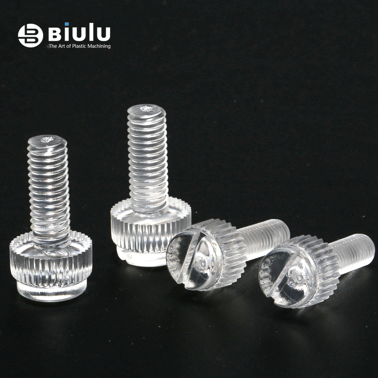 Plastic PMMA Machining Slotted Knurled Rond Pan Head Transparent Screw
