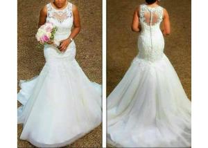 China Comfortable Sleeveless Lace Mermaid Bridal Gowns With Back Zipper wholesale