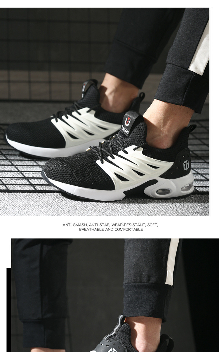 Flying Knit Unisex Work Air Cushion Sole Industrial Safety Shoes