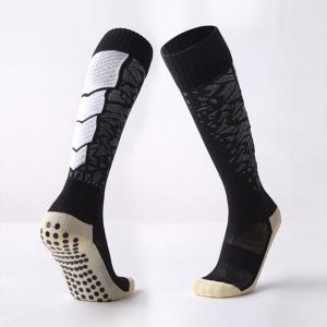 China Fabric Soccer Grip Socks Soft Polyester fabric black football grip socks wholesale