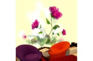 China Customized Modern BeautifulRed Flower Interior Decoration Wallpapers / Stickers 5JJ01-001S wholesale