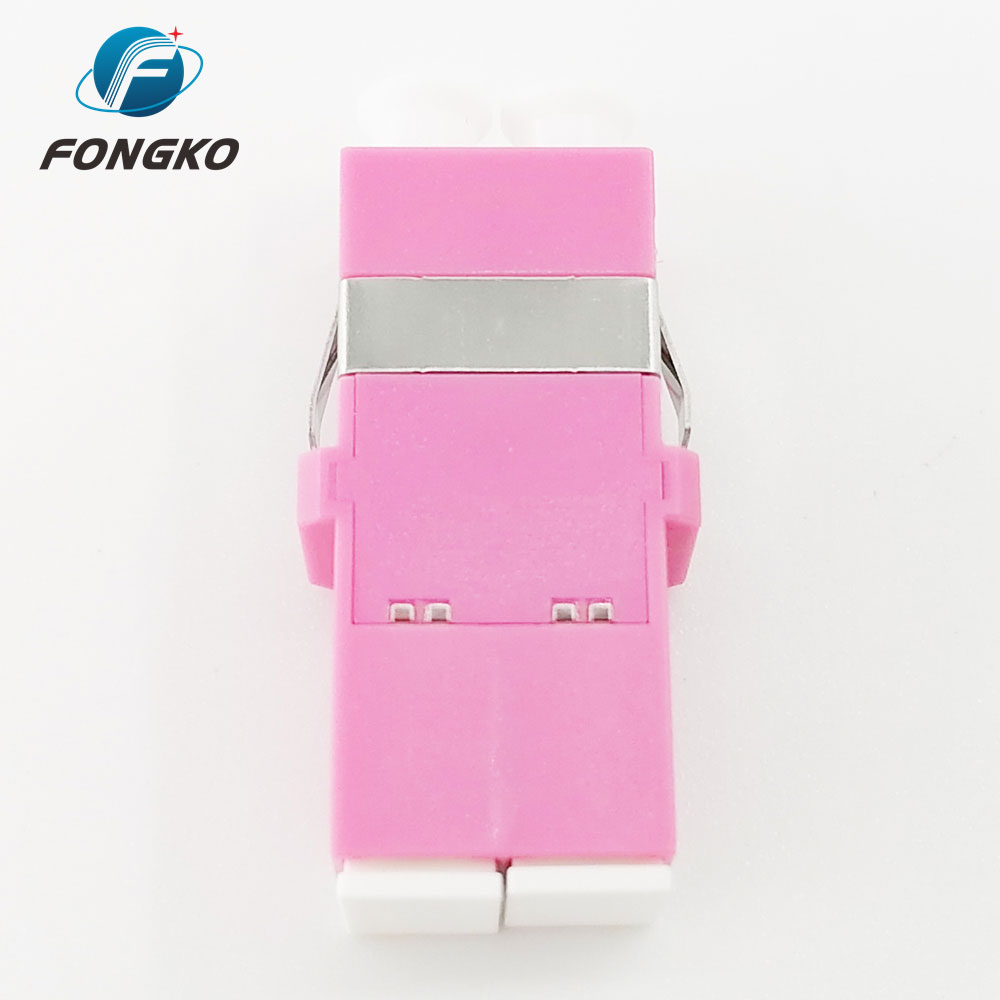 Plastic Flangeless Optic Fiber Adapter LC / OM4 Duplex Metal Shutter