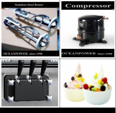 【Two Systems.Aspera Compressor】OceanPower OP865C Big Capacity Floor model Frozen Yogurt Soft Ice Cream Machine.