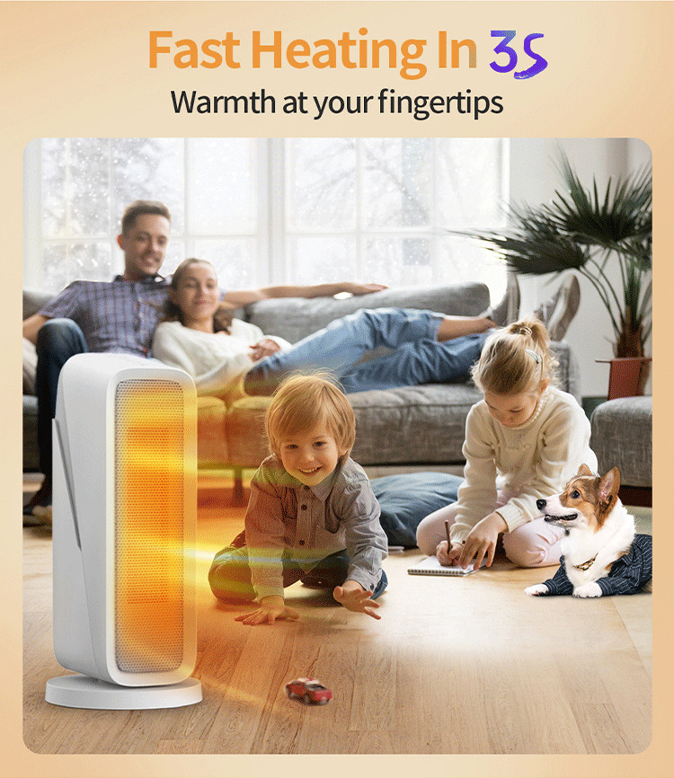 IP44 Ceramic PTC Heating Desktop Heater Fan With Over Heating Falling Protection