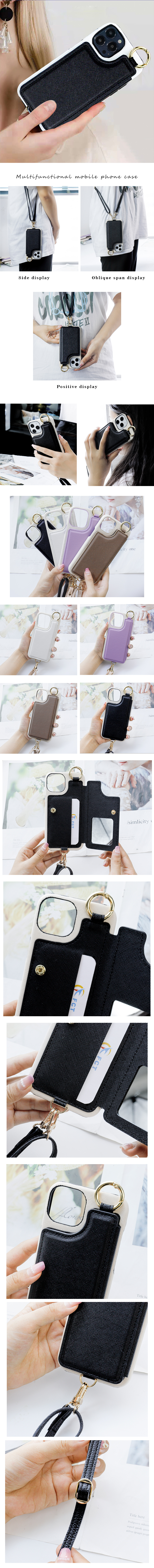 Everyday Minibook Saffiano Pu Leather Bag with crossbody card wrist strap mirror wristband lanyard phone Case For Iphone 14