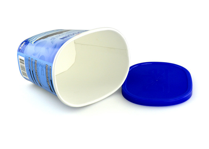 Food Grade Ice Cream Cup Empty Oval Paper Tube Packing With PE Lid
