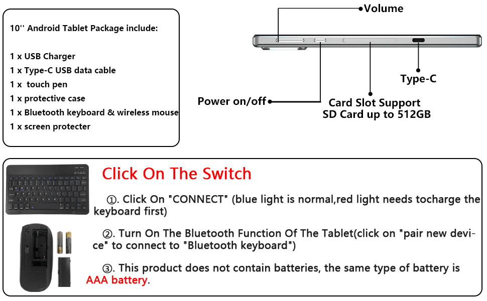 2023 10.1 Inch Ultrabook Tablet PC Notebook Capacitive Screen 512GB