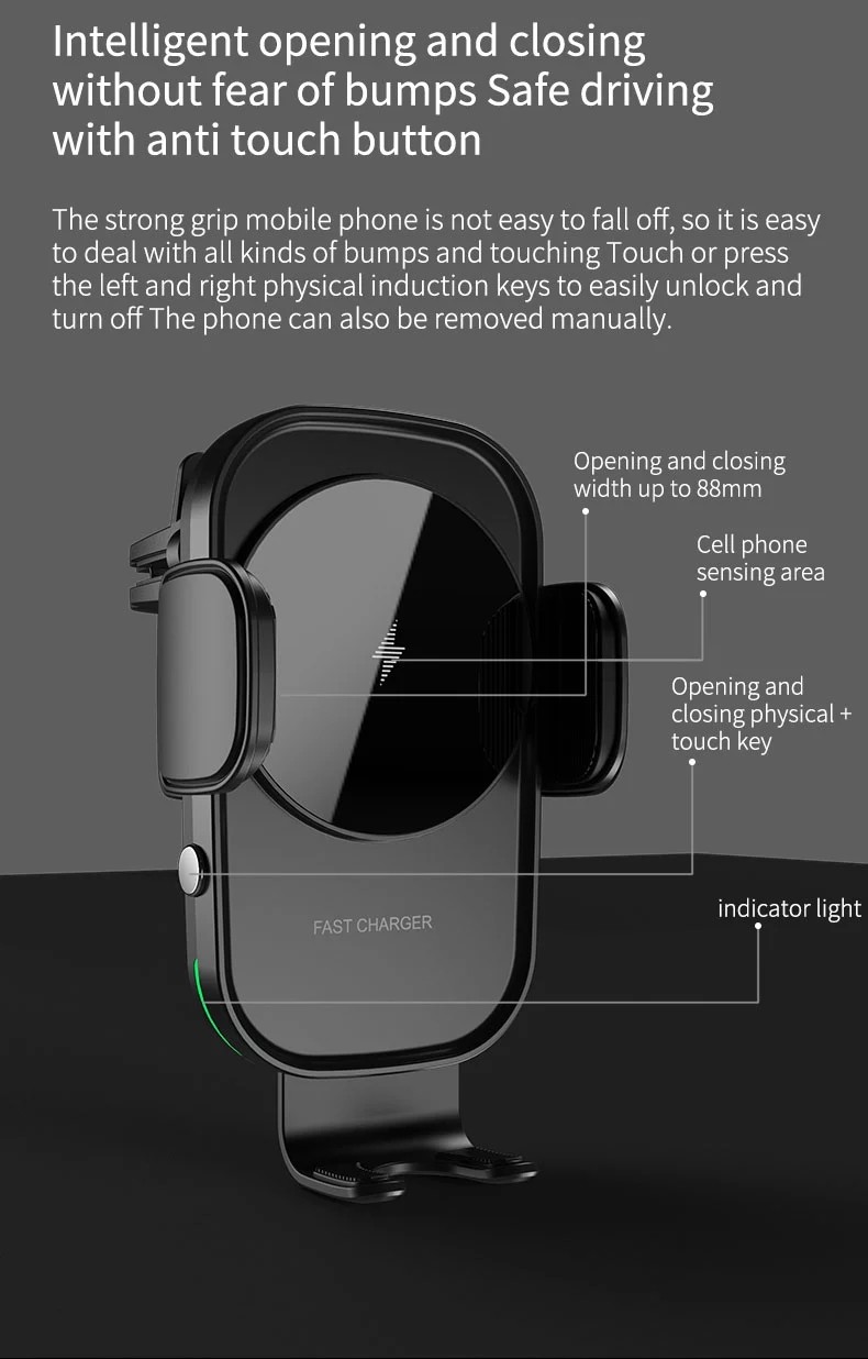 Wireless Car Charger Mount, Air Vent Cell Phone Holder for Car, Universal Car Phone Holder Cradle Compatible with iPhone